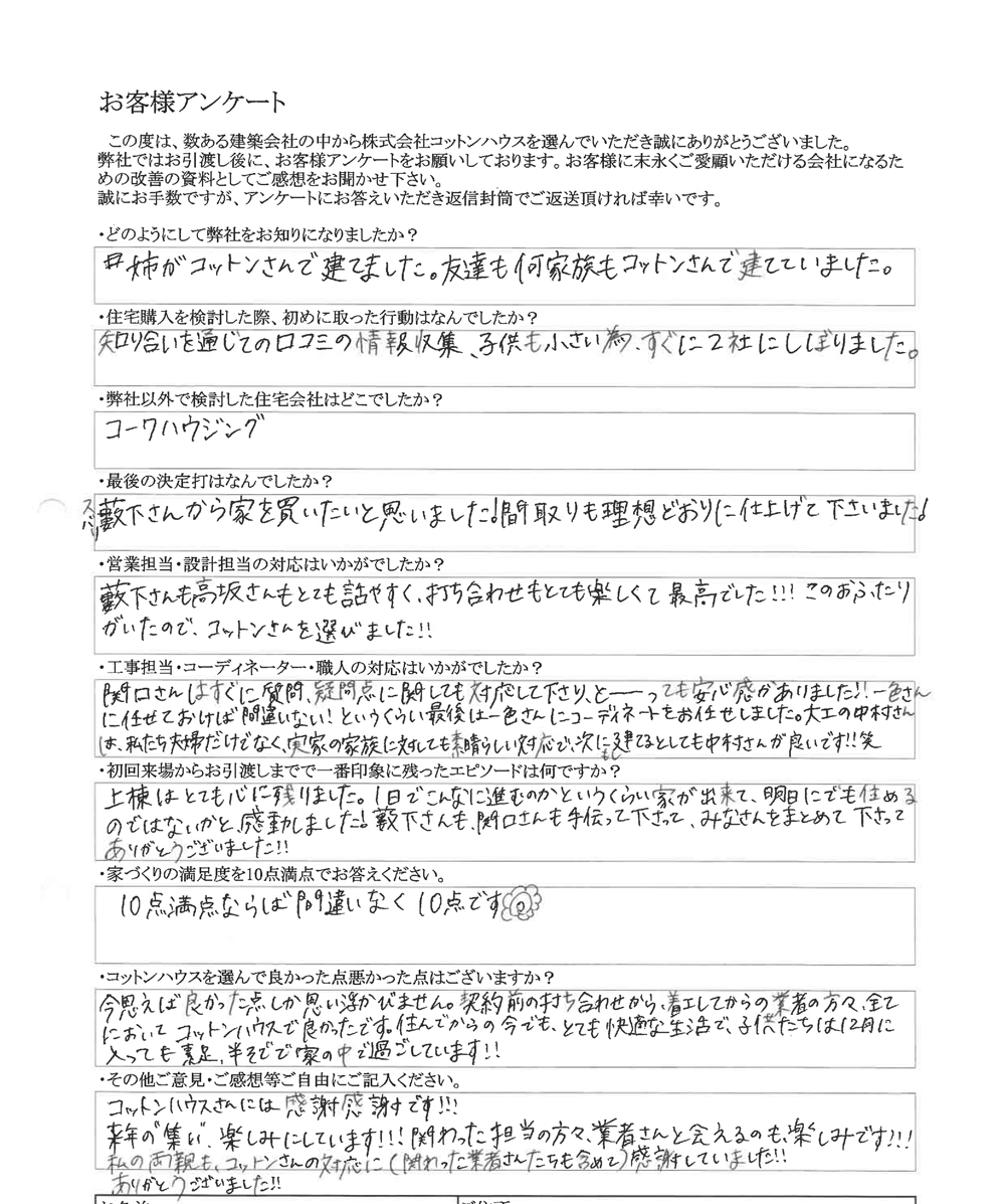全てにおいてコットンハウスで良かったです